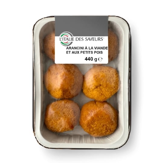Plat cuisiné arancini à la viande et petits poids L ITALIE DES SAVEURS