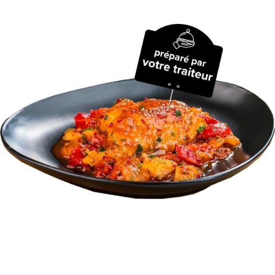 Plat cuisiné poulet basquaise au pimet d'espelette