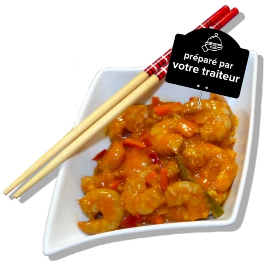 Plat Cuisiné Crevettes Sauce Piquante