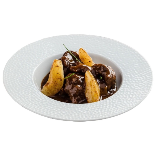 Sauté d'autruche aux poires fondantes et au jus d'épices au Xérès