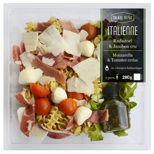 Salade Italienne pâtes Radiatori jambon cru Mozzarella et tomates cerise MIX BUFFET