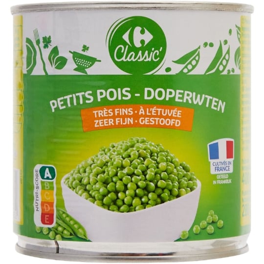 Petits pois très fins à l'étuvée CARREFOUR CLASSIC'