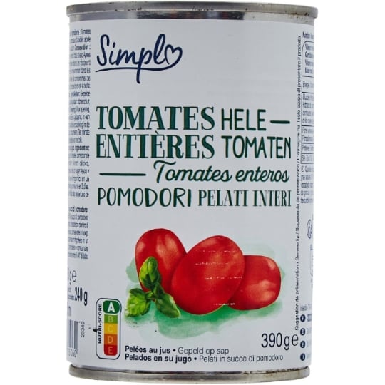 Tomates Entières Pelées au Jus SIMPL
