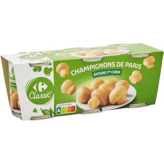 Champignons de Paris Entiers 1er Choix CARREFOUR CLASSIC'