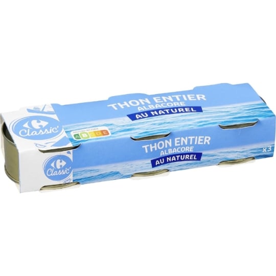 Thon Entier Albacore au Naturel CARREFOUR