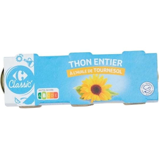 Thon Entier à l'Huile de Tournesol CARREFOUR