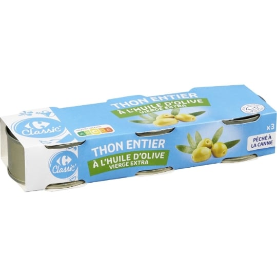 Thon Entier à l'Huile d'Olive Vierge Extra CARREFOUR CLASSIC'
