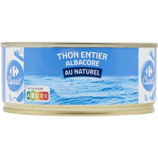 Thon Entier Albacore au Naturel CARREFOUR CLASSIC'