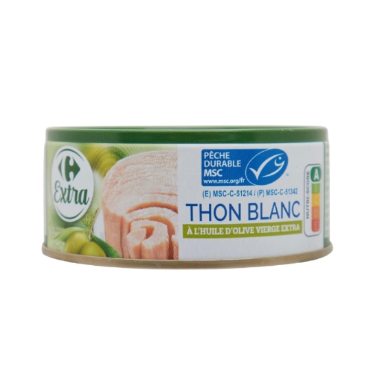 Thon Entier Blanc à l'Huile d'Olive Vierge Extra MSC CARREFOUR EXTRA