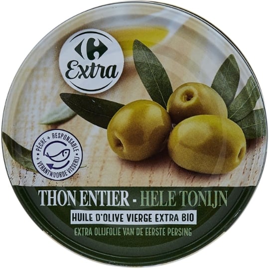 Thon Entier à l'Huile d'Olive Vierge Extra Bio CARREFOUR EXTRA