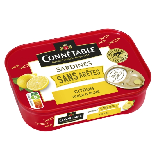 Sardines à l'Huile d'Olive Vierge Extra et Citron Sans Arêtes CONNETABLE