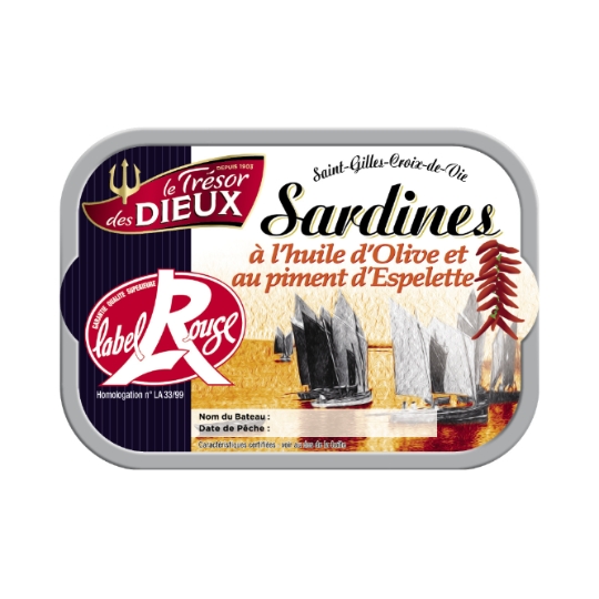 Sardines à l'Huile d'Olive et Piment d'Espelette Label Rouge LES DIEUX