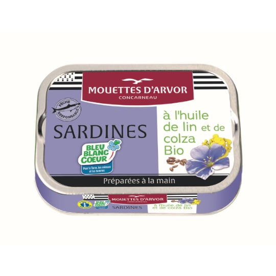 Sardines à lHuile de Lin et de Colza Bio LES MOUETTES D'ARVOR
