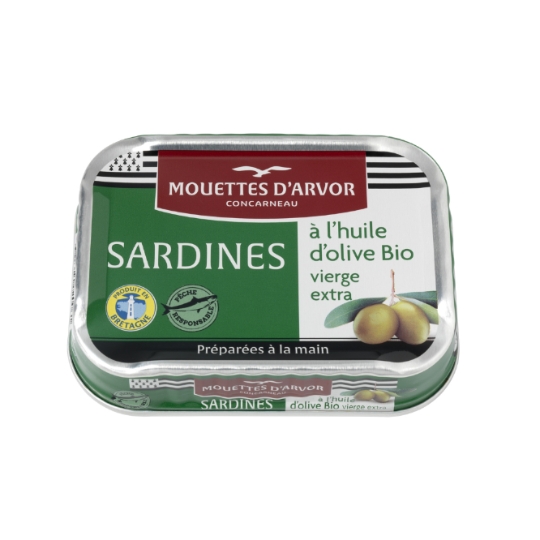 Sardines entières à l'huile d'olive Bio MOUETTES D'ARVOR