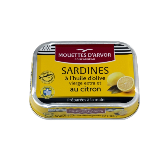Sardines à l'Huile d'Olive Vierge Extra et Citron MOUETTES D'ARVOR