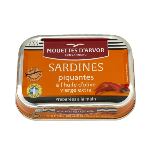 Sardines Piquantes à l'Huile d'Olive Vierge Extra MOUETTES D'ARVOR