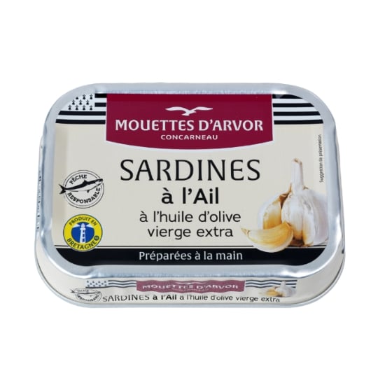 Sardines à l'ail et à l'huile d'olive vierge extra MOUETTES D'ARVOR