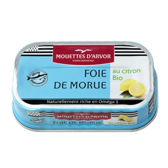 Foie de morue naturel au citron Bio MOUETTES D'ARVOR