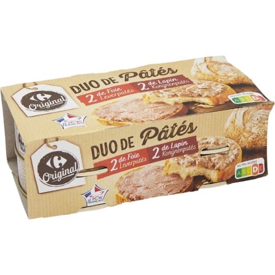 Pâtés duo foie/lapin CARREFOUR ORIGINAL