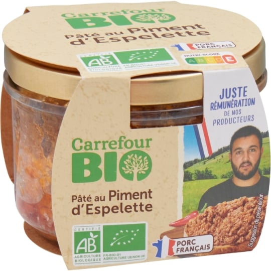 Pâté au Piment d'Espelette Bio Engagé auprès des producteurs partenaires CARREFOUR BIO