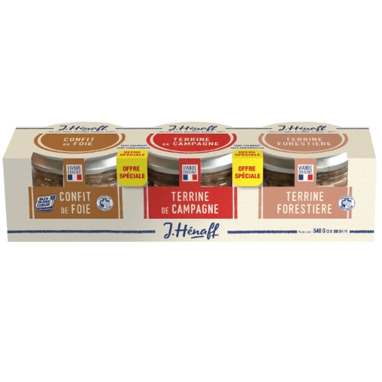 Terrines forestière/campagne/confit de foie HENAFF