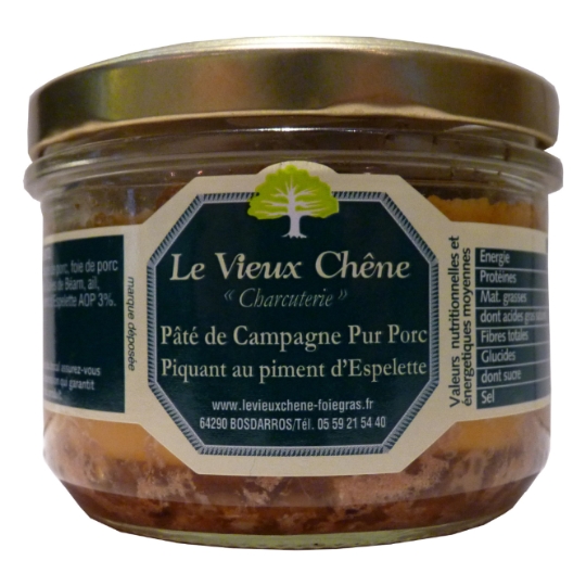 Pâté de Campagne Pur Porc Piquant au Piment d'Espelette LE VIEUX CHENE