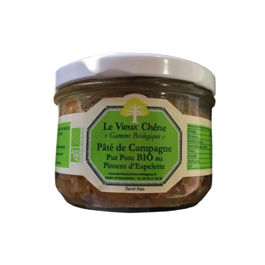 Pâté  de campagne au piment d'Espelette Bio LE VIEUX CHENE