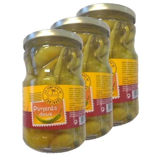 Lot 3x Piments Doux - Les Comptoirs De Carthage - Pot 720ml LES COMPTOIRS DE CARTHAGE