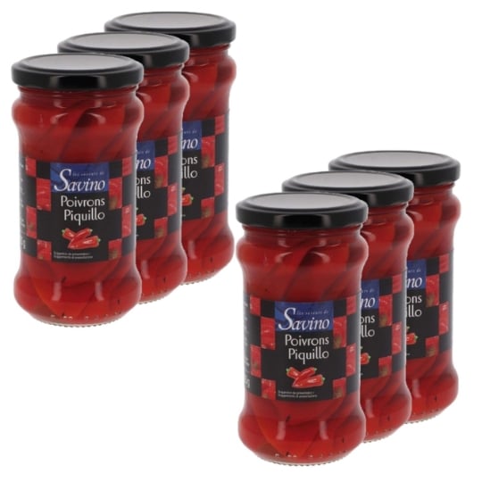 Lot 6x Poivrons Piquillo - Les Saveurs De Savino - Pot 225g LES SAVEURS DE SAVINO