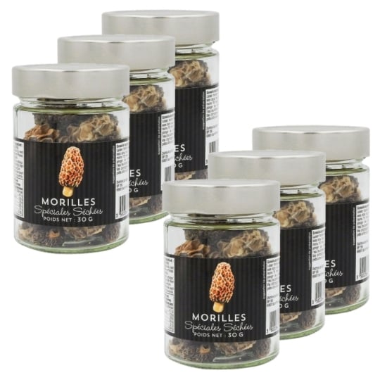 Lot 6x Morilles Spéciales Séchées Sauvages Bocal 30g AGIDRA