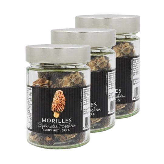 Lot 3x Morilles Spéciales Séchées Sauvages Bocal 30g AGIDRA