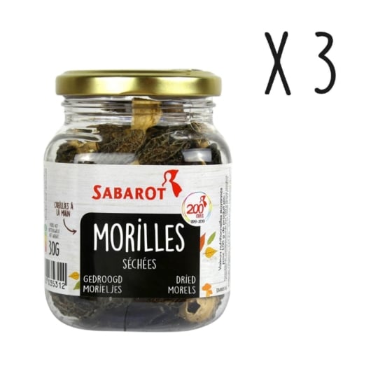 Sabarot - Lot X3 Morilles Extra Séchées - Pot 30g SABAROT
