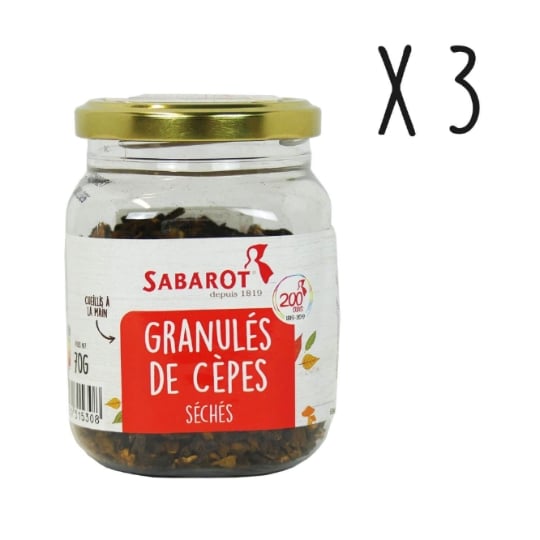 Sabarot - Lot X3 Granulés De Cèpes Séchés - Pot 70g SABAROT