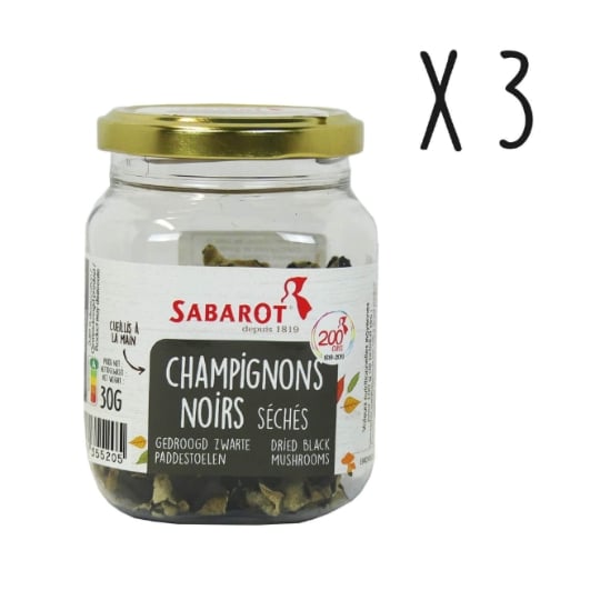 Sabarot - Lot X3 Champignons Noirs Séchés - Pot 30g SABAROT