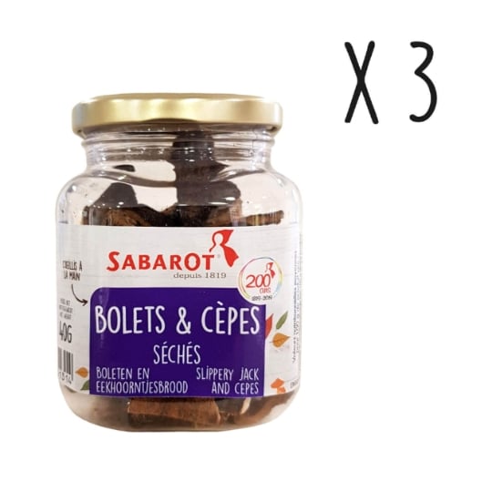 Sabarot - Lot X3 Bolets Et Cèpes Séchés - Pot 40g SABAROT