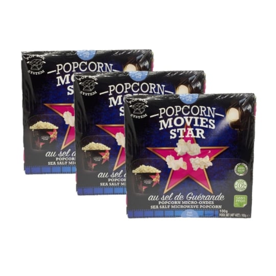 Lot 3x Pop Corn Sel De Guérande Micro-ondes - Movies Star - Boîte 100g MOVIES STAR