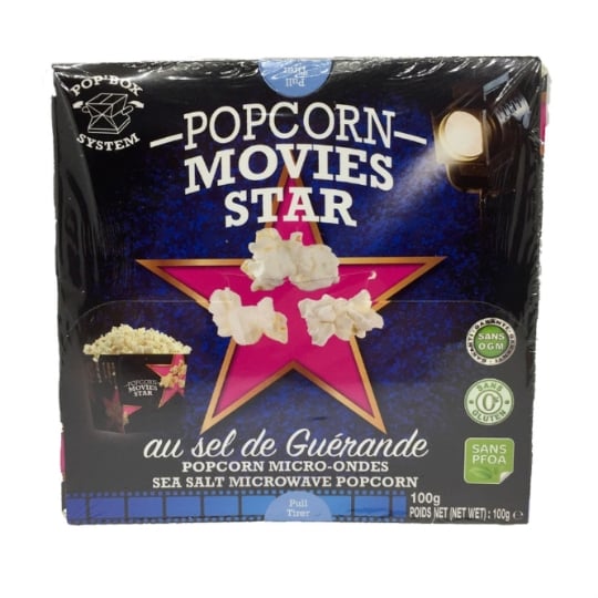 Pop Corn Sel De Guérande Micro-ondes - Movies Star - Boîte 100g MOVIES STAR