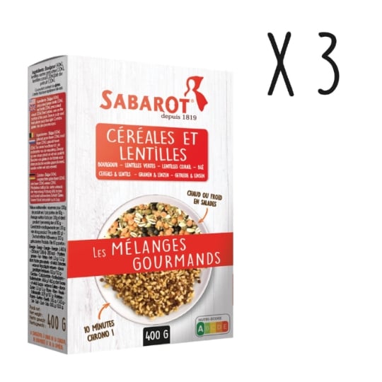Sabarot - Lot 3 X Mélange Céréales Et Lentilles - Étui 400g SABAROT