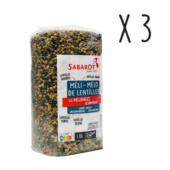 Sabarot - Lot 3 X Méli-mélo De Lentilles - Sachet 1kg SABAROT