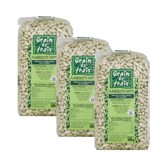 Lot 3x Flageolet Vert France - Grain De Frais - Paquet 500g GRAIN DE FRAIS