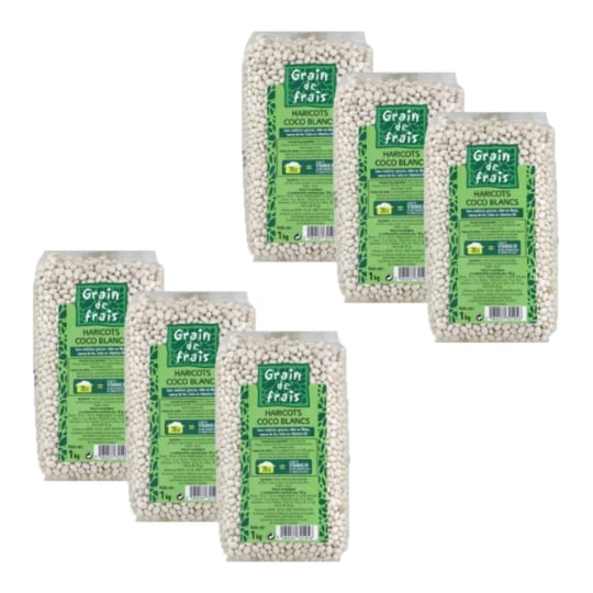 Lot 6x Haricots Coco Blancs - Grain De Frais - Paquet 1kg GRAIN DE FRAIS