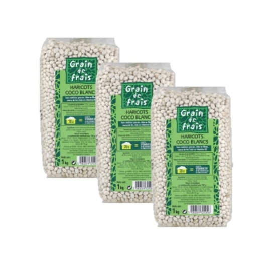 Lot 3x Haricots Coco Blancs - Grain De Frais - Paquet 1kg GRAIN DE FRAIS