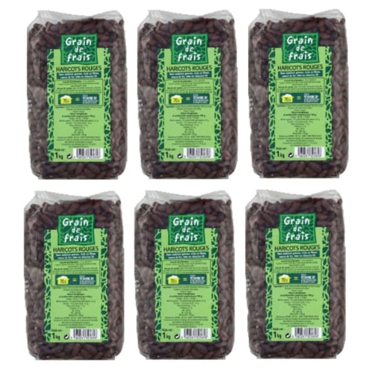 Lot 6x Haricot Rouge - Grain De Frais - Paquet 1kg GRAIN DE FRAIS