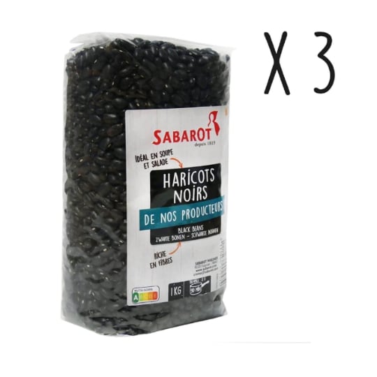 Sabarot - Lot 3 X Haricots Noirs - Sachet 1kg SABAROT