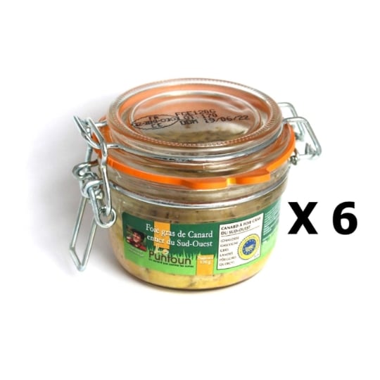 Lot 6x Foie Gras De Canard Entier Du Sud Ouest Igp - La Ferme Du Puntoun - Bocal : 120g LE PUNTOUN