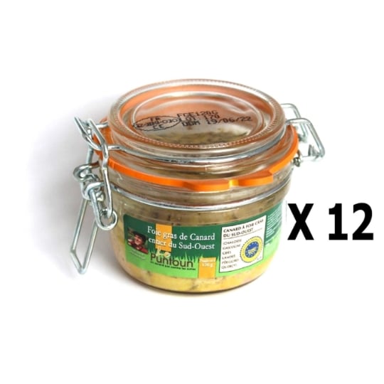 Lot 12x Foie Gras De Canard Entier Du Sud Ouest Igp - La Ferme Du Puntoun - Bocal : 120g LE PUNTOUN
