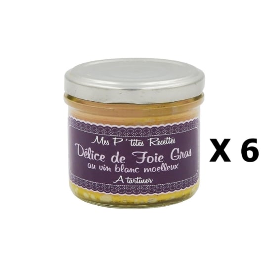Lot 6x Délice De Foie Gras Au Vin Blanc Moelleux - France - Mes P'tites Recettes - Pot 100g MES P'TITES RECETTES