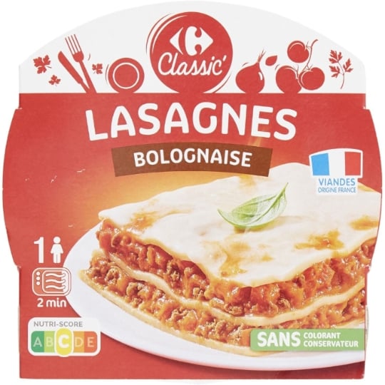 Plat cuisiné lasagnes bolognaise CARREFOUR CLASSIC'