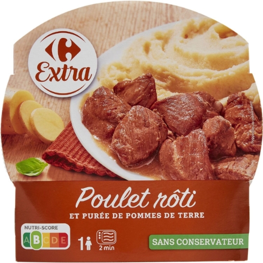 Plat cuisiné poulet rôti purée CARREFOUR EXTRA