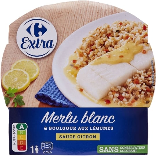 Plat cuisiné merlu boulgour légumes CARREFOUR EXTRA